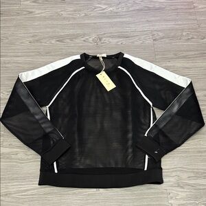 BLVD Black Mesh Top with White Details